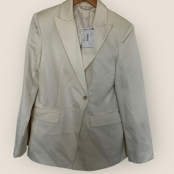 NWT & Other Stories | Relaxed Cut-Away Tailored Blazer | White | US 6 - Picture 4 of 11